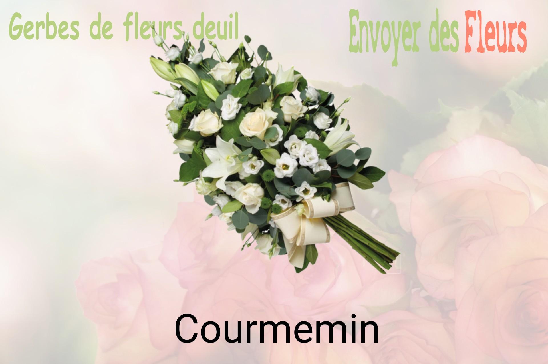 Gerbe de fleurs de deuil livrée à Courmemin